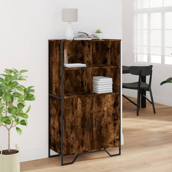 vidaXL Högskåp rökfärgad ek 79,5x35,5x137,5 cm konstruerat trä