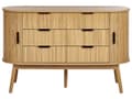 Miniatyrbillede 6 af 11: Kommode lyst træ MDF 6 skuffer 2 par skydelåger træben skydelåger