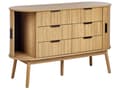 Miniatyrbillede 8 af 11: Kommode lyst træ MDF 6 skuffer 2 par skydelåger træben skydelåger