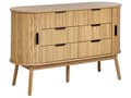Miniatyrbild 1 av 11: Byrå 6 Lådor Ljust Trä Massivt Trä Ben MDF 2 Skjutdörrar Skåp Vardagsrum