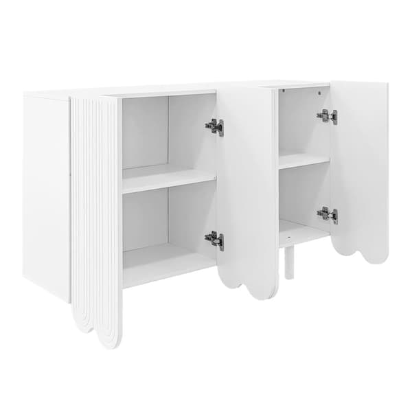 Modern Skænk - 4 U-formede låger med hylder - Sort