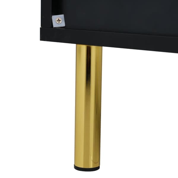 Skænk med LED - 4 låger 2 skuffer - Blank finish - Moderne stil - Sort