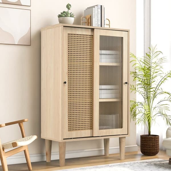 Högt skrivbord - 6 fack - lantlig stil - Natur