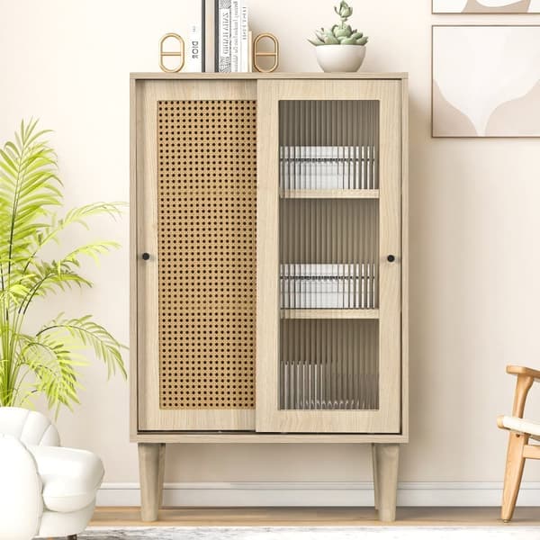 Högt skrivbord - 6 fack - lantlig stil - Natur