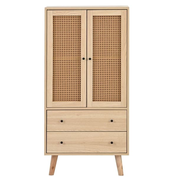 Highboard - 2 ovea ja 2 laatikkoa - maalaistyyli - luonnollinen