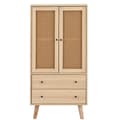 Pikkukuva 3 / 8: Highboard - 2 ovea ja 2 laatikkoa - maalaistyyli - luonnollinen