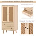 Pikkukuva 5 / 8: Highboard - 2 ovea ja 2 laatikkoa - maalaistyyli - luonnollinen