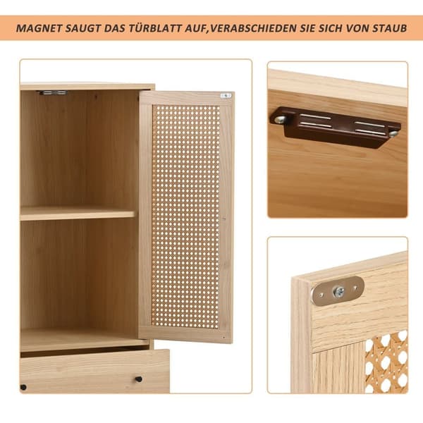 Highboard - 2 ovea ja 2 laatikkoa - maalaistyyli - luonnollinen