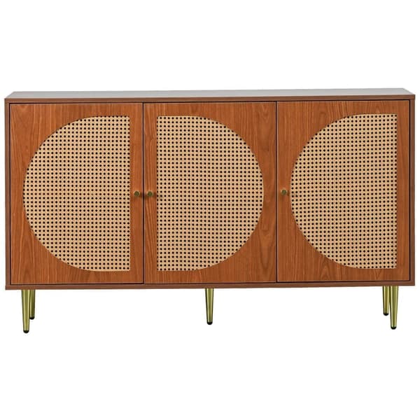 Sideboard i rotting med metallhandtag - 3 dörrar - Mörk natur