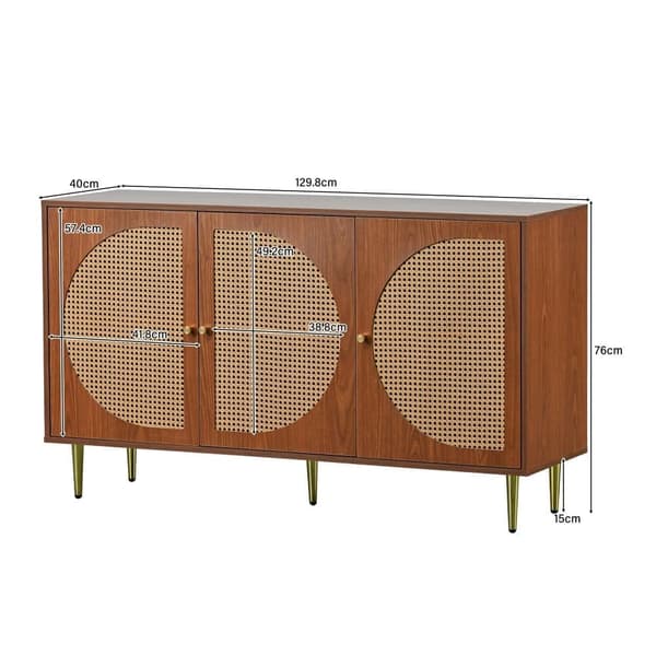 Sideboard i rotting med metallhandtag - 3 dörrar - Mörk natur