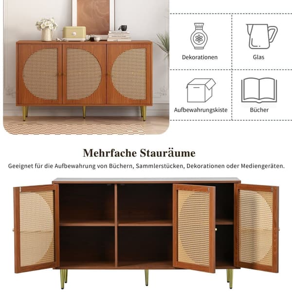 Sideboard i rotting med metallhandtag - 3 dörrar - Mörk natur