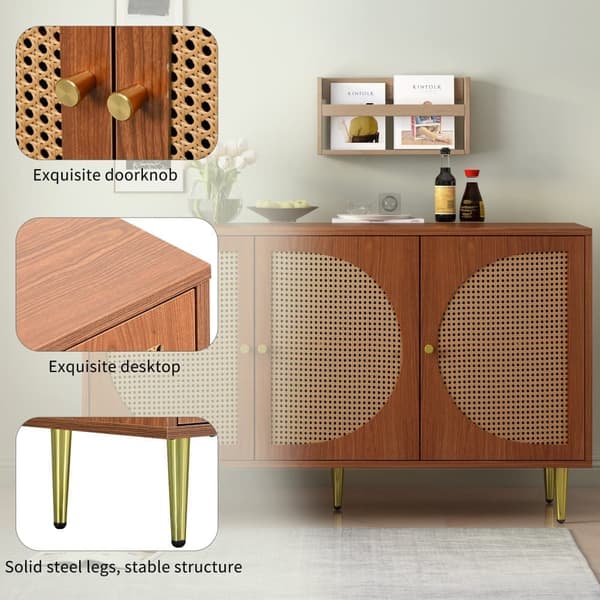 Sideboard i rotting med metallhandtag - 3 dörrar - Mörk natur