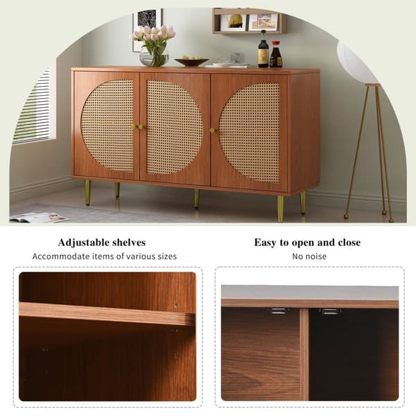 Sideboard i rotting med metallhandtag - 3 dörrar - Mörk natur