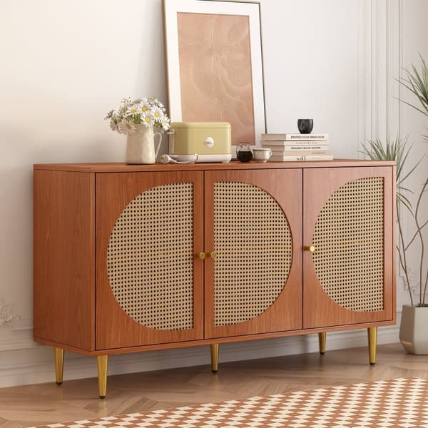 Sideboard i rotting med metallhandtag - 3 dörrar - Mörk natur