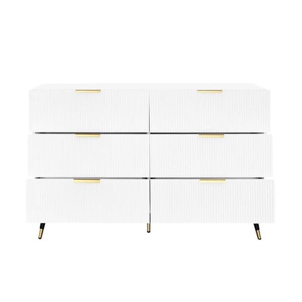Buffet、Kommode moderne - 6 skuffer - spånplade - hvid