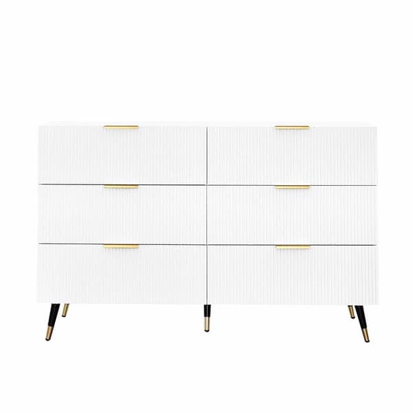 Buffet、Kommode moderne - 6 skuffer - spånplade - hvid