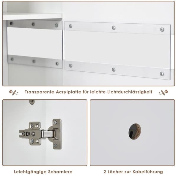Låg skänk med LED - 2 dörrar och 4 lådor - vit