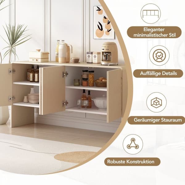 MDF skænk - med højdejusterbare hylder - Cream