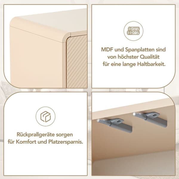MDF skænk - med højdejusterbare hylder - Cream