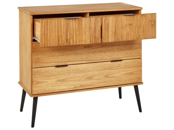 Kommode i Lyst Tre Furu med 4 Skuffer Moderne Design Soverom Stue