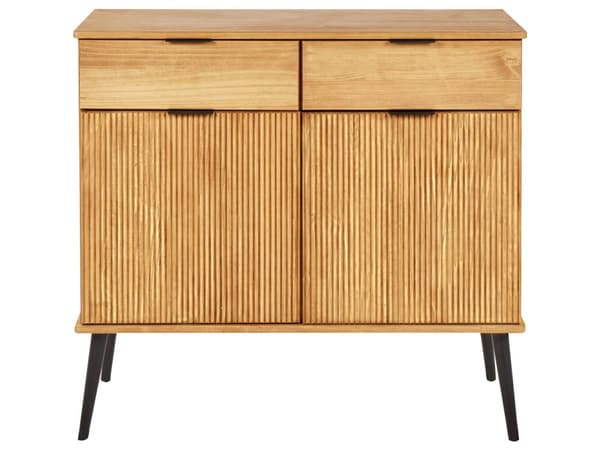 Kommode Lyst Træ og Grå 3 Skuffer Skab Metal Base Industrielt Moderne Design