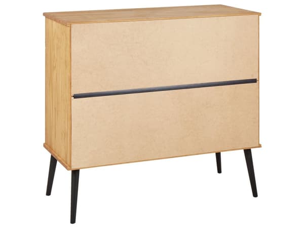 Kommode Lyst Træ og Grå 3 Skuffer Skab Metal Base Industrielt Moderne Design