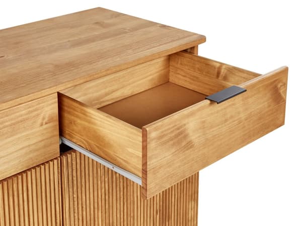 Kommode Lyst Træ og Grå 3 Skuffer Skab Metal Base Industrielt Moderne Design