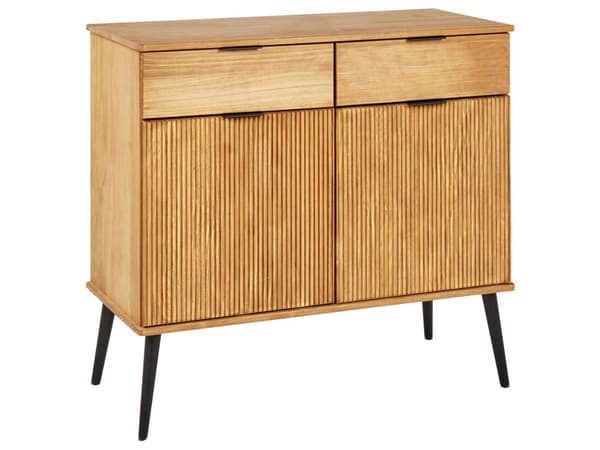 Kommode Lyst Træ og Grå 3 Skuffer Skab Metal Base Industrielt Moderne Design