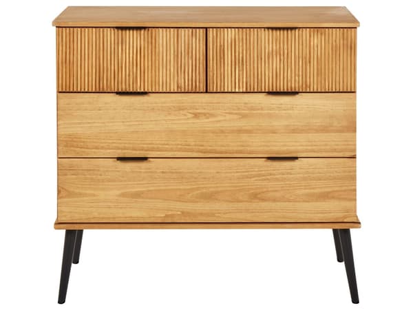 Byrå Ljust Trä Tall Trä 4 Lådor Modern Design Sovrum Vardagsrum