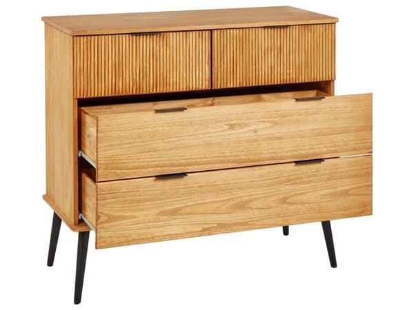 Byrå Ljust Trä Tall Trä 4 Lådor Modern Design Sovrum Vardagsrum