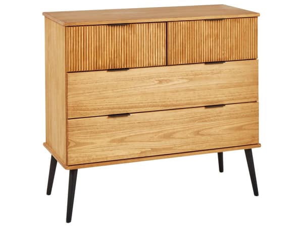 Byrå Ljust Trä Tall Trä 4 Lådor Modern Design Sovrum Vardagsrum