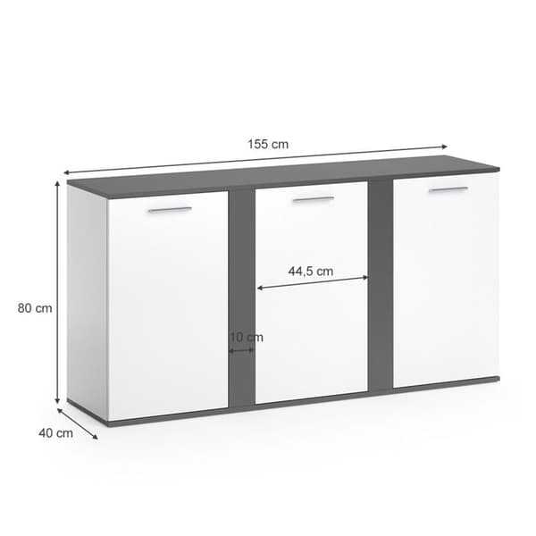 Vicco Novelli byrå, antracit, 155 x 80 cm med dörrar