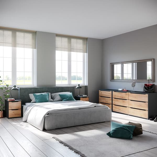 Skänk Ruben, 160 x 77,6 cm med lådor, Gyllene ek/antracit, Vicco