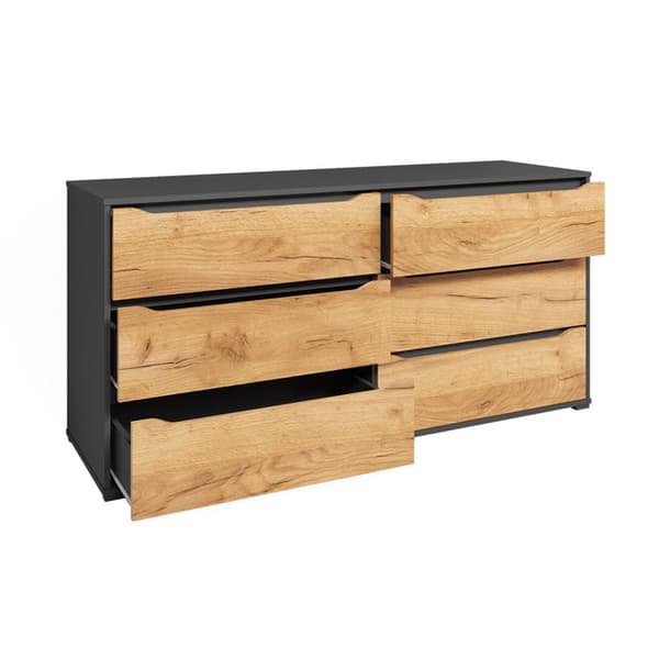 Skänk Ruben, 160 x 77,6 cm med lådor, Gyllene ek/antracit, Vicco