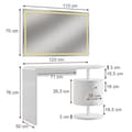 Miniatyrbild 3 av 6: Vicco Lara sminkbord, Högblank vit, 120 cm med LED-spegel
