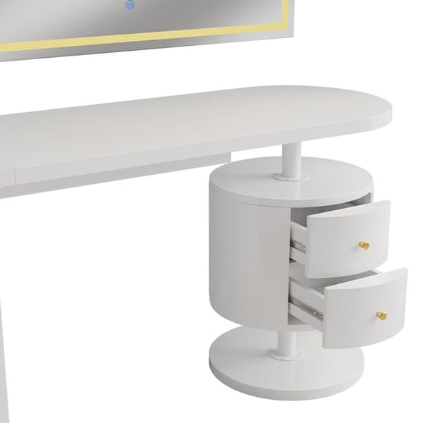 Vicco Lara sminkbord, Högblank vit, 120 cm med LED-spegel