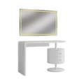 Miniatyrbild 1 av 6: Vicco Lara sminkbord, Högblank vit, 120 cm med LED-spegel