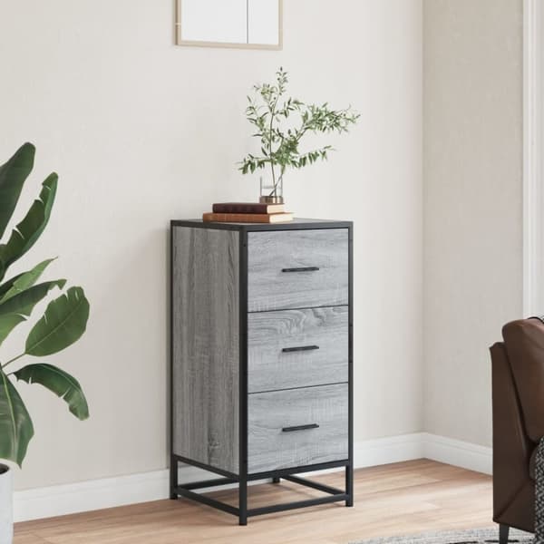 vidaXL Skjenk grå sonoma 35,5x35x76 cm konstruert tre og metall