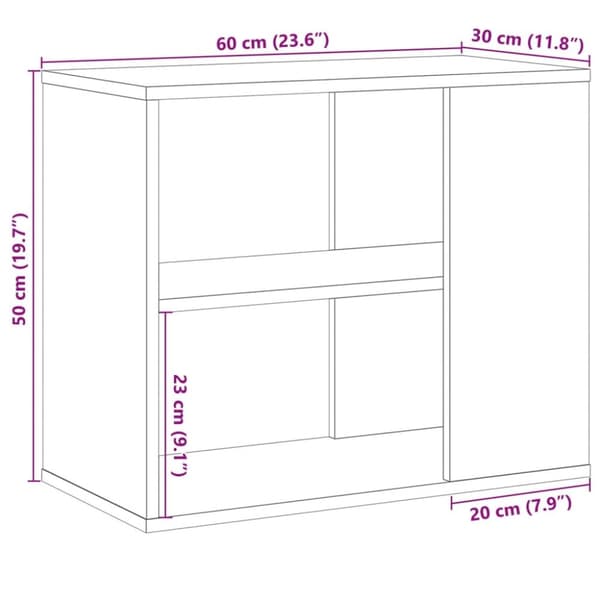 vidaXL sideskab 60x30x50 cm konstrueret træ antikt træ