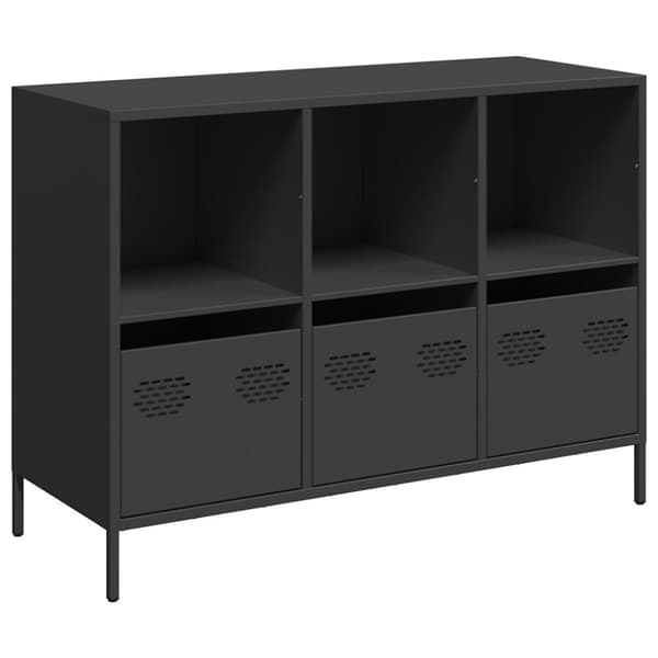 vidaXL Skjenk svart 101,5x39x73,5 cm kaldvalset stål