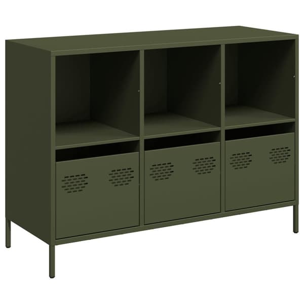 vidaXL Skjenk olivengrønn 101,5x39x73,5 cm kaldvalset stål