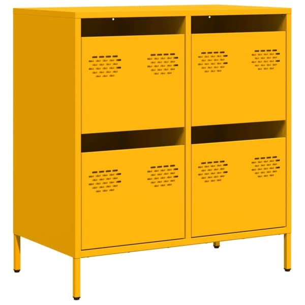 vidaXL Skjenk sennepsgul 68x39x73,5 cm kaldvalset stål