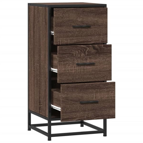 vidaXL skab 35,5x35x76 cm konstrueret træ og metal brun egetræsfarve