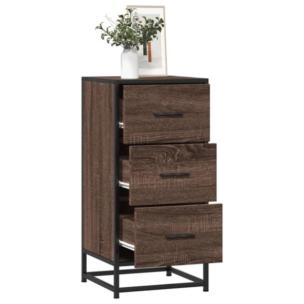 vidaXL skab 35,5x35x76 cm konstrueret træ og metal brun egetræsfarve