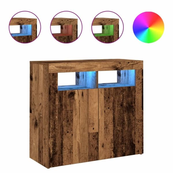 vidaXL Senkki LED-valoilla vanhaa puuta 80x35x75 cm teknillinen puu