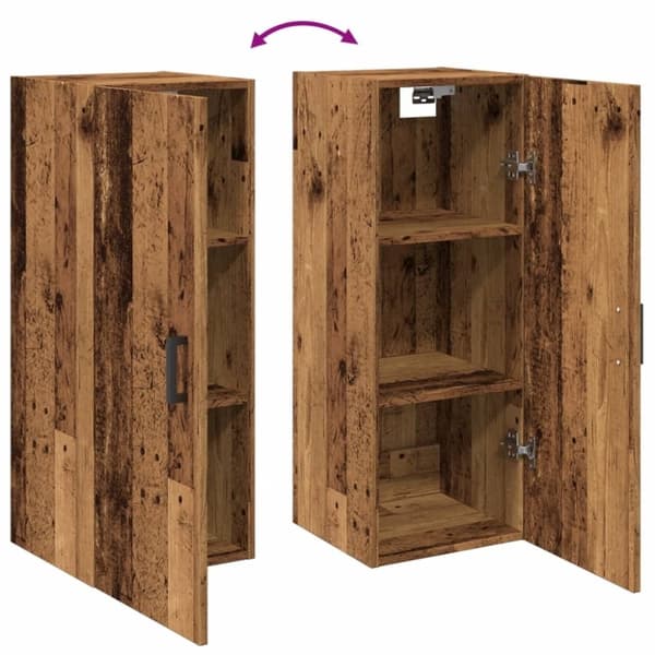 vidaXL Veggskap gammelt tre 34,5x34x90 cm konstruert tre