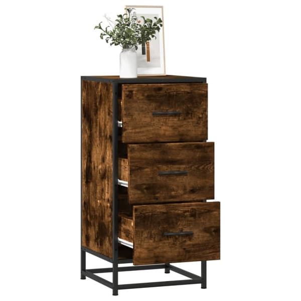 vidaXL skab 35,5x35x76 cm konstrueret træ og metal røget egetræsfarve