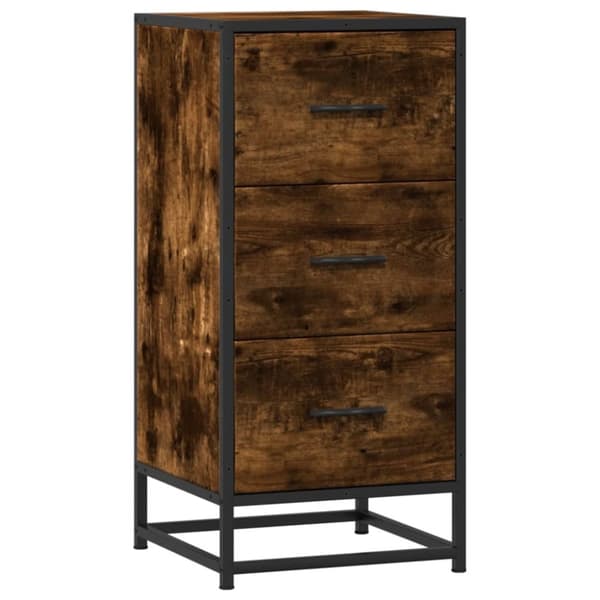 vidaXL skab 35,5x35x76 cm konstrueret træ og metal røget egetræsfarve