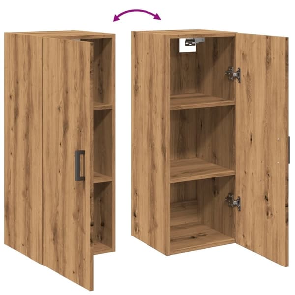 vidaXL vægskab 34,5x34x90 cm konstrueret træ egetræslook