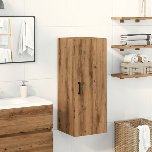 vidaXL vægskab 34,5x34x90 cm konstrueret træ egetræslook